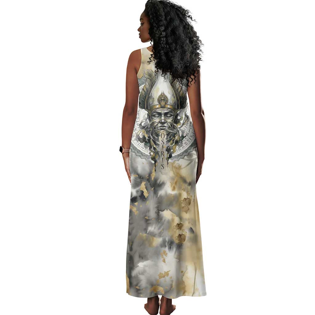 Osiris Egyptian Tank Maxi Dress God of Afterlife Feather Scale Judgment Eye of Horus