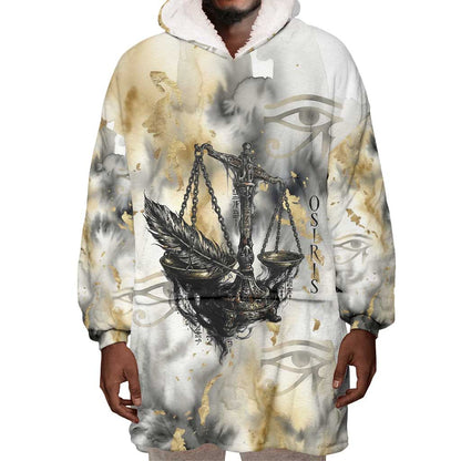 Osiris Egyptian Wearable Blanket Hoodie God of Afterlife Feather Scale Judgment Eye of Horus