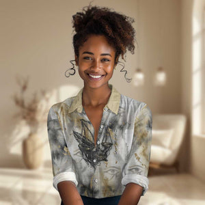 Osiris Egyptian Women Casual Shirt God of Afterlife Feather Scale Judgment Eye of Horus