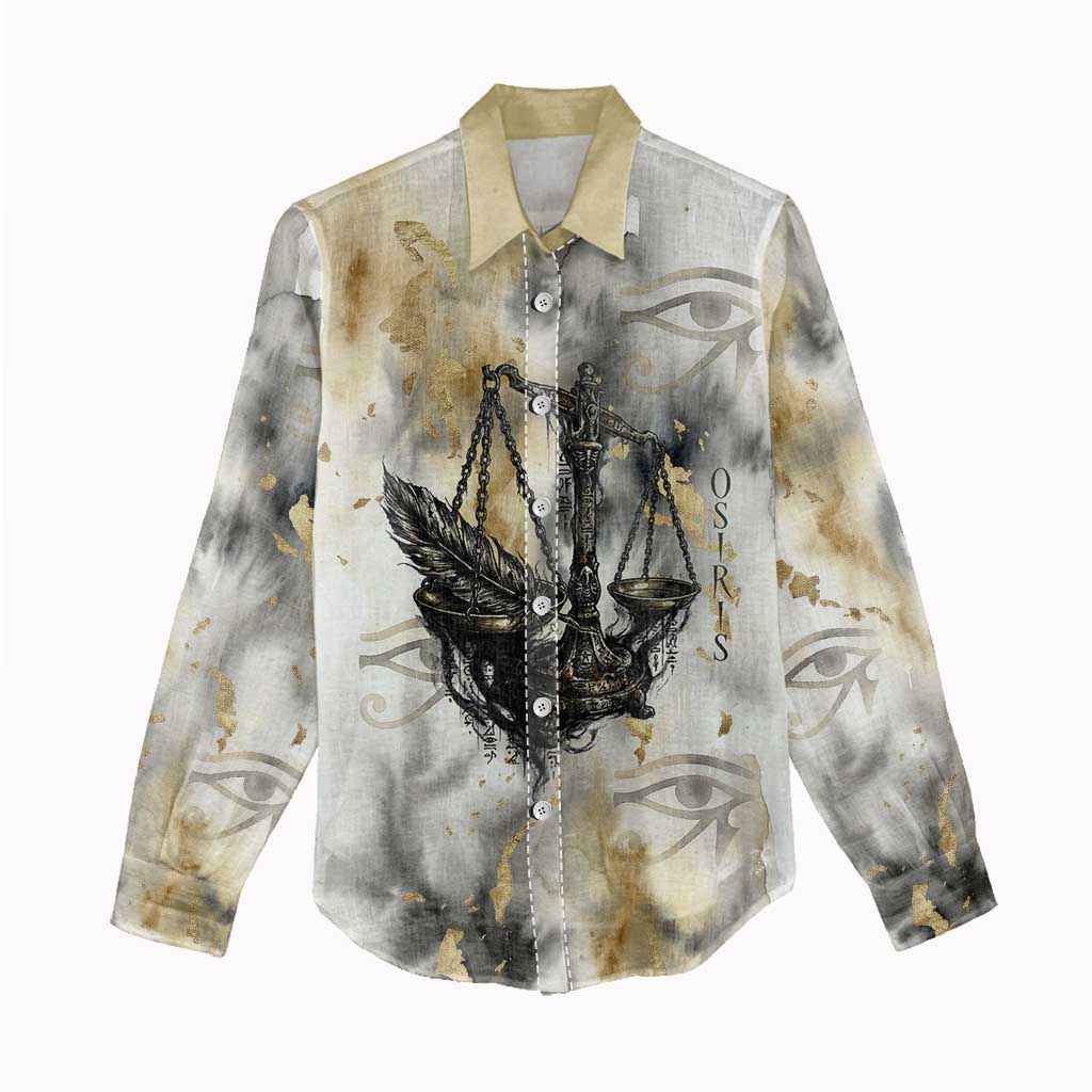 Osiris Egyptian Women Casual Shirt God of Afterlife Feather Scale Judgment Eye of Horus