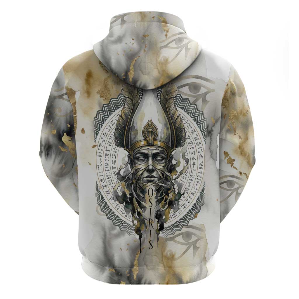 Osiris Egyptian Zip Hoodie God of Afterlife Feather Scale Judgment Eye of Horus
