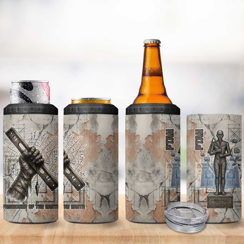 Ptah Egyptian 4 in 1 Can Cooler Tumbler God of Crafts Architecture Tools Fashioner of the Earth