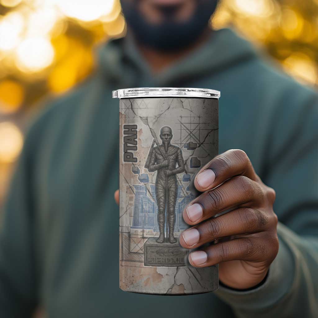 Ptah Egyptian 4 in 1 Can Cooler Tumbler God of Crafts Architecture Tools Fashioner of the Earth