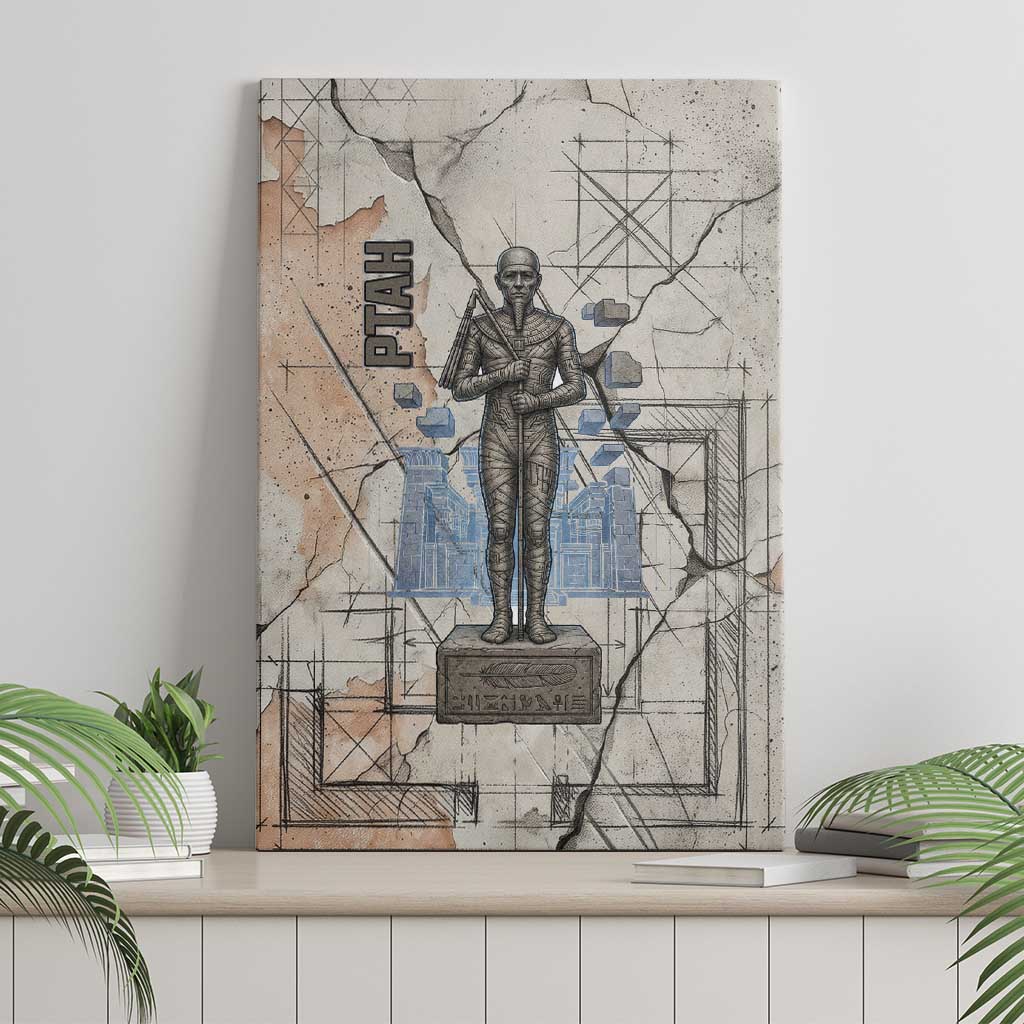 Ptah Egyptian Canvas Wall Art God of Crafts Architecture Tools Fashioner of the Earth