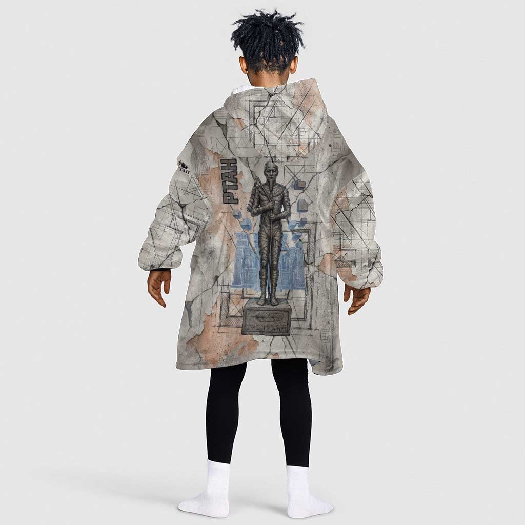 Ptah Egyptian Kid Wearable Blanket Hoodie God of Crafts Architecture Tools Fashioner of the Earth