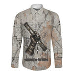 Ptah Egyptian Long Sleeve Button Shirt God of Crafts Architecture Tools Fashioner of the Earth