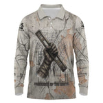 Ptah Egyptian Long Sleeve Polo Shirt God of Crafts Architecture Tools Fashioner of the Earth