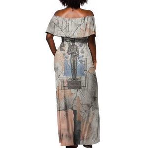 Ptah Egyptian Off Shoulder Maxi Dress God of Crafts Architecture Tools Fashioner of the Earth