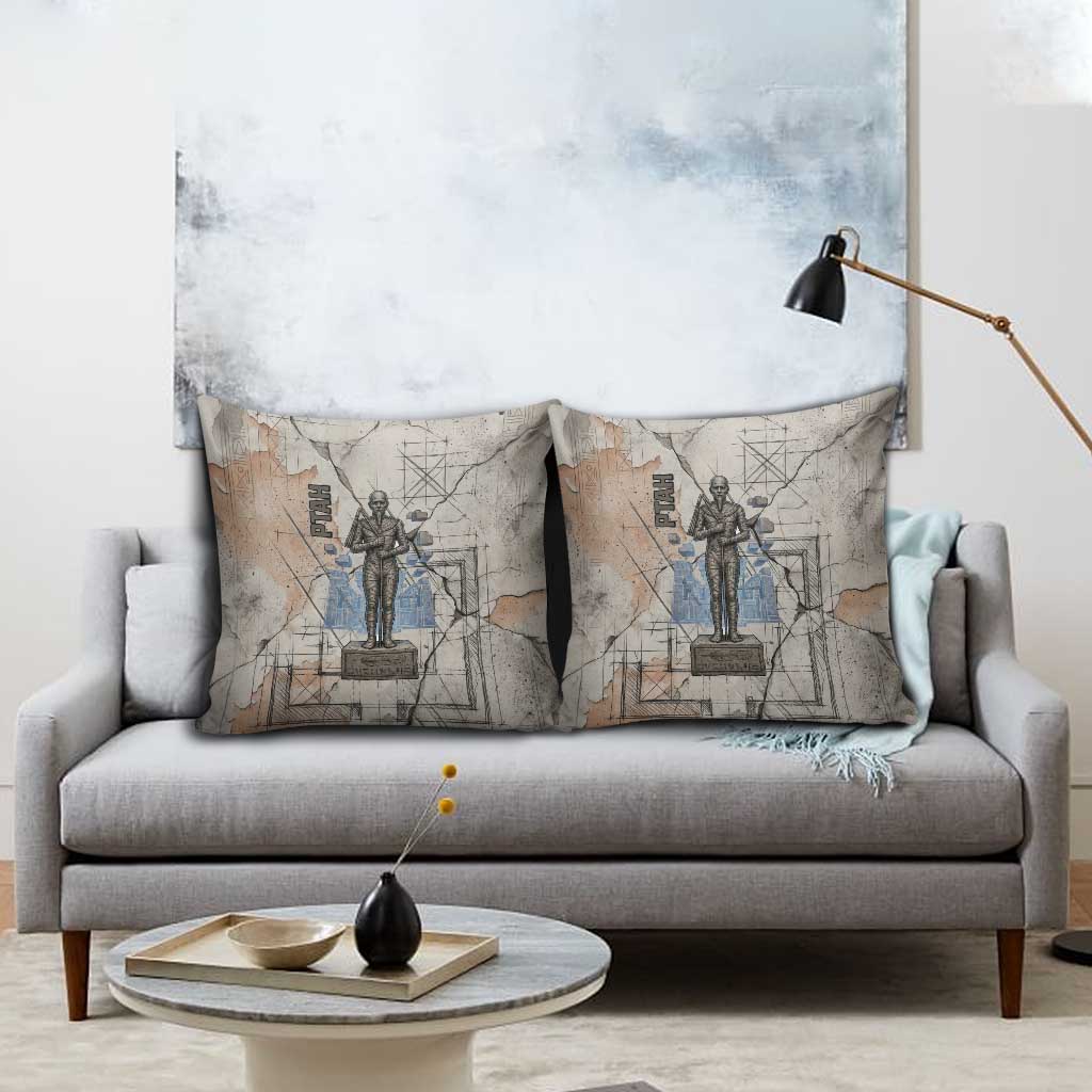 Ptah Egyptian Pillow Cover God of Crafts Architecture Tools Fashioner of the Earth