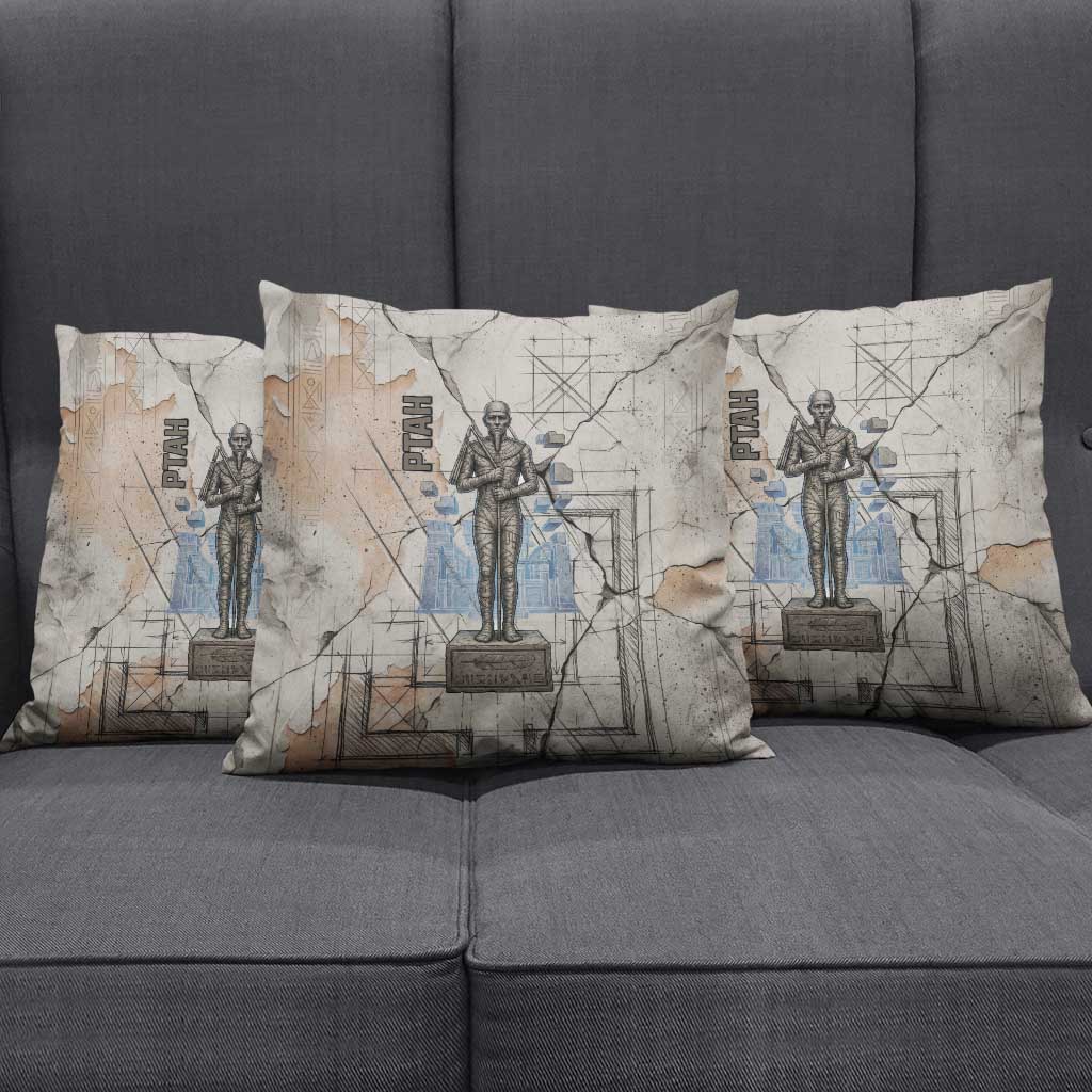 Ptah Egyptian Pillow Cover God of Crafts Architecture Tools Fashioner of the Earth