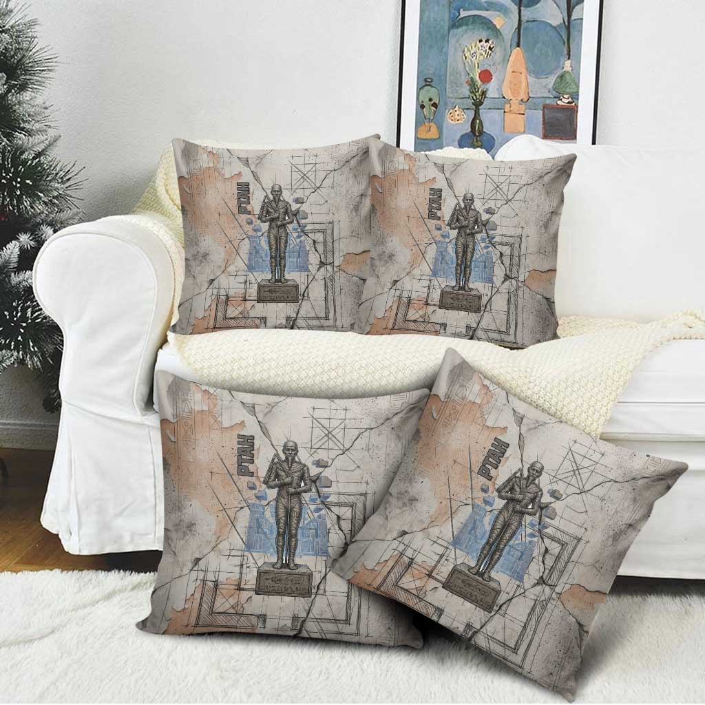 Ptah Egyptian Pillow Cover God of Crafts Architecture Tools Fashioner of the Earth