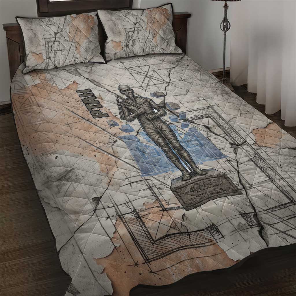 Ptah Egyptian Quilt Bed Set God of Crafts Architecture Tools Fashioner of the Earth