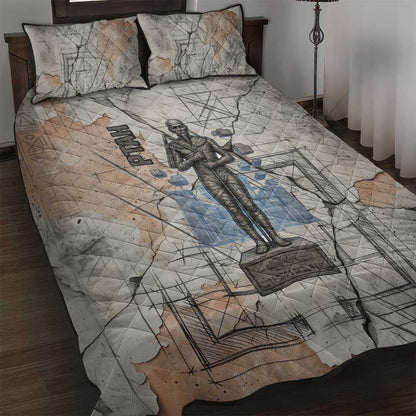 Ptah Egyptian Quilt Bed Set God of Crafts Architecture Tools Fashioner of the Earth