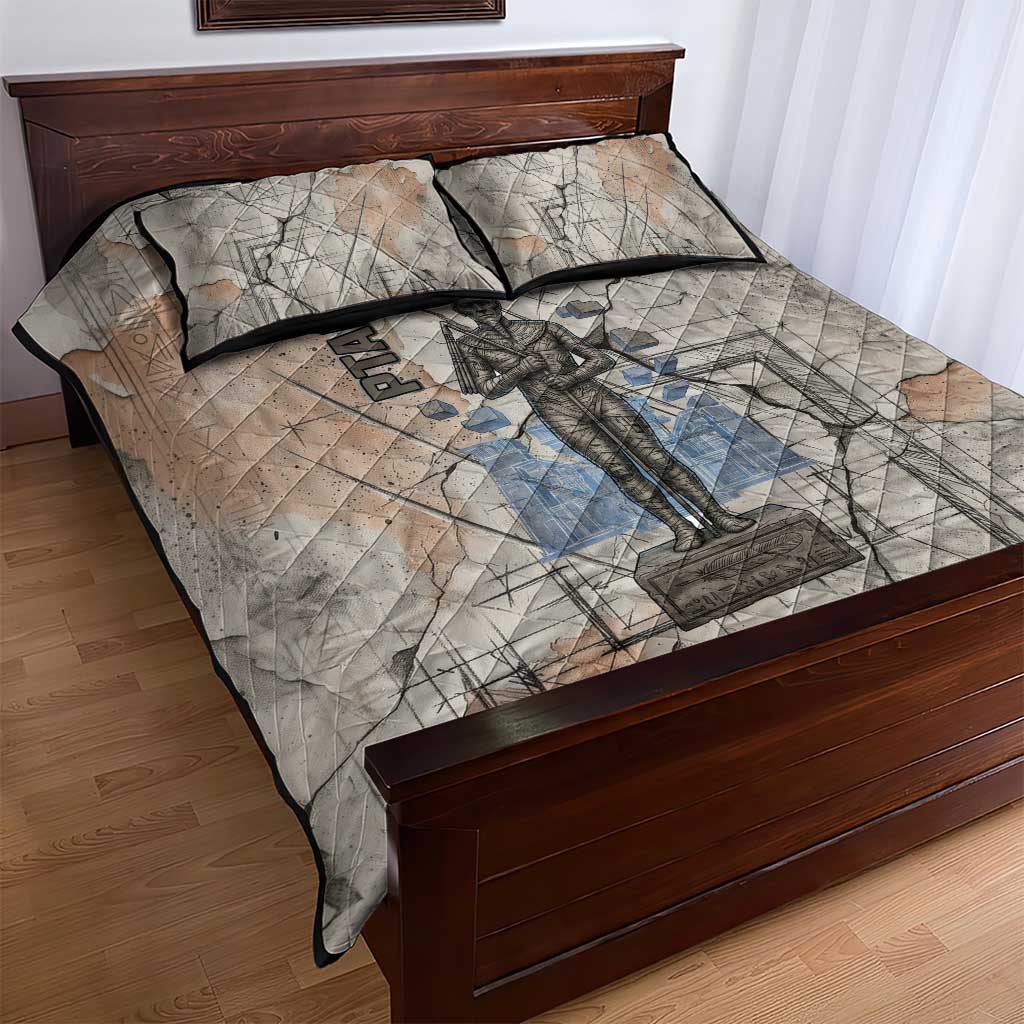 Ptah Egyptian Quilt Bed Set God of Crafts Architecture Tools Fashioner of the Earth