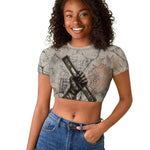 Ptah Egyptian Raglan Cropped T shirt God of Crafts Architecture Tools Fashioner of the Earth