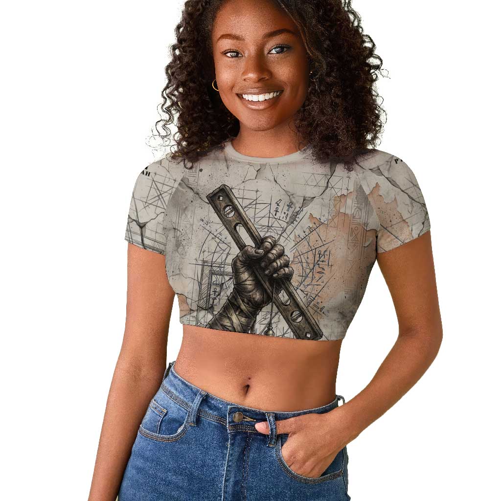 Ptah Egyptian Raglan Cropped T shirt God of Crafts Architecture Tools Fashioner of the Earth