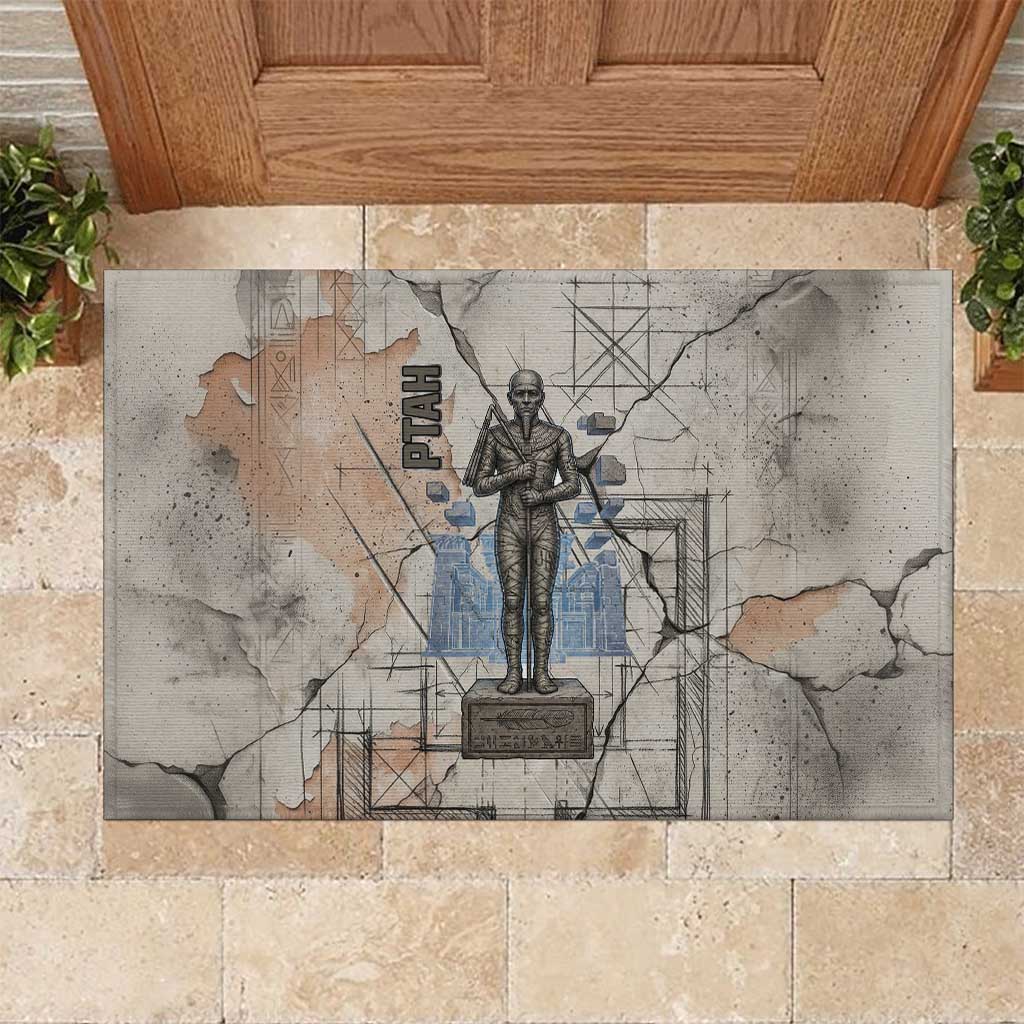 Ptah Egyptian Rubber Doormat God of Crafts Architecture Tools Fashioner of the Earth