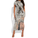Ptah Egyptian Short Sleeve Bodycon Dress God of Crafts Architecture Tools Fashioner of the Earth