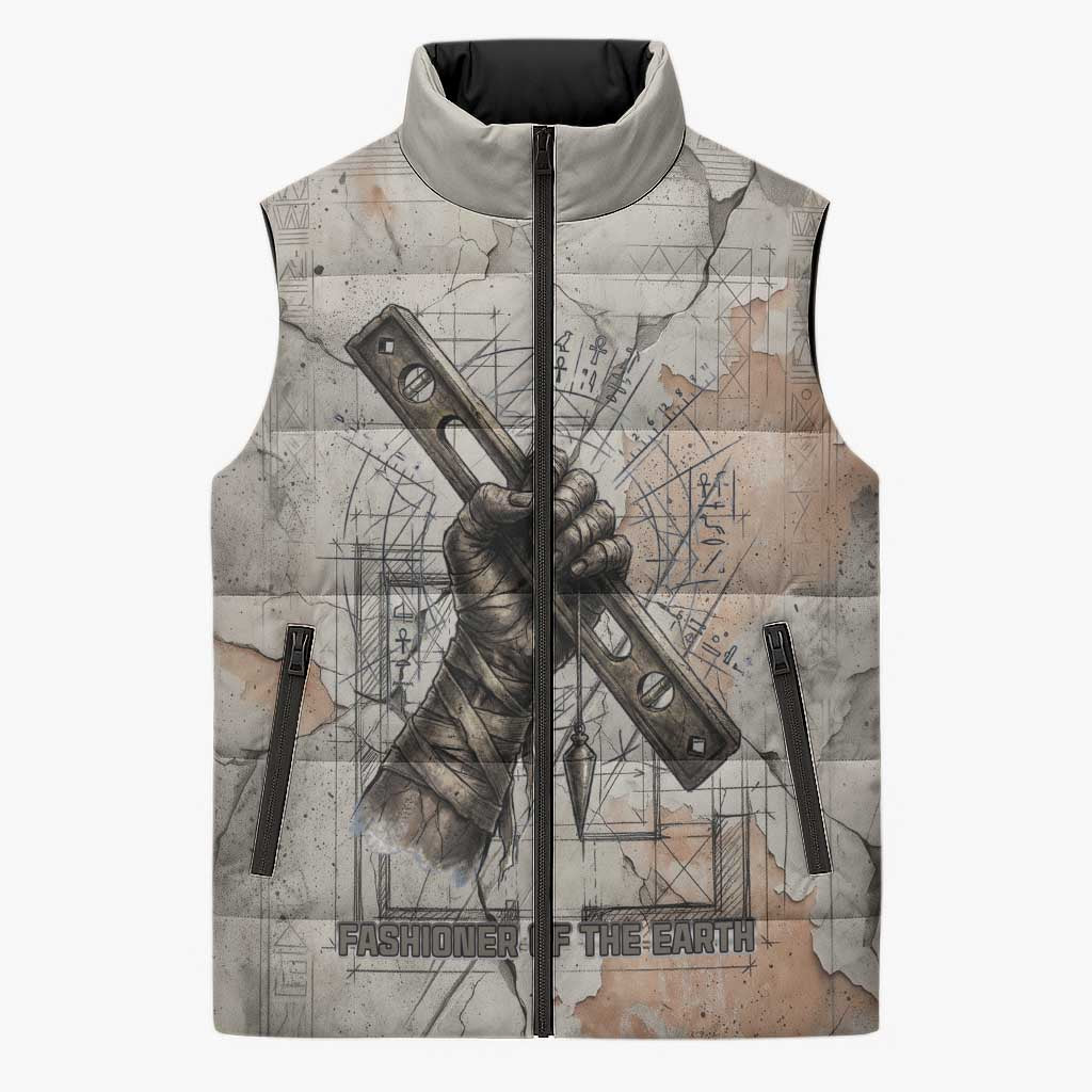 Ptah Egyptian Sleeveless Puffer Jacket God of Crafts Architecture Tools Fashioner of the Earth