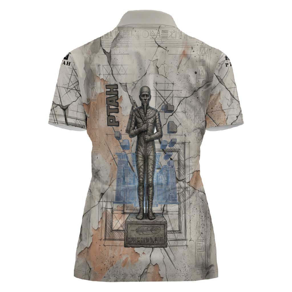 Ptah Egyptian Women Polo Shirt God of Crafts Architecture Tools Fashioner of the Earth
