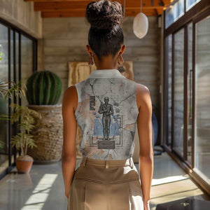 Ptah Egyptian Women Sleeveless Polo Shirt God of Crafts Architecture Tools Fashioner of the Earth