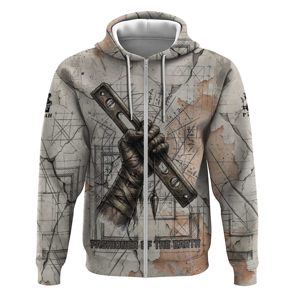 Ptah Egyptian Zip Hoodie God of Crafts Architecture Tools Fashioner of the Earth
