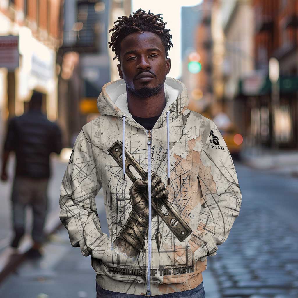 Ptah Egyptian Zip Hoodie God of Crafts Architecture Tools Fashioner of the Earth