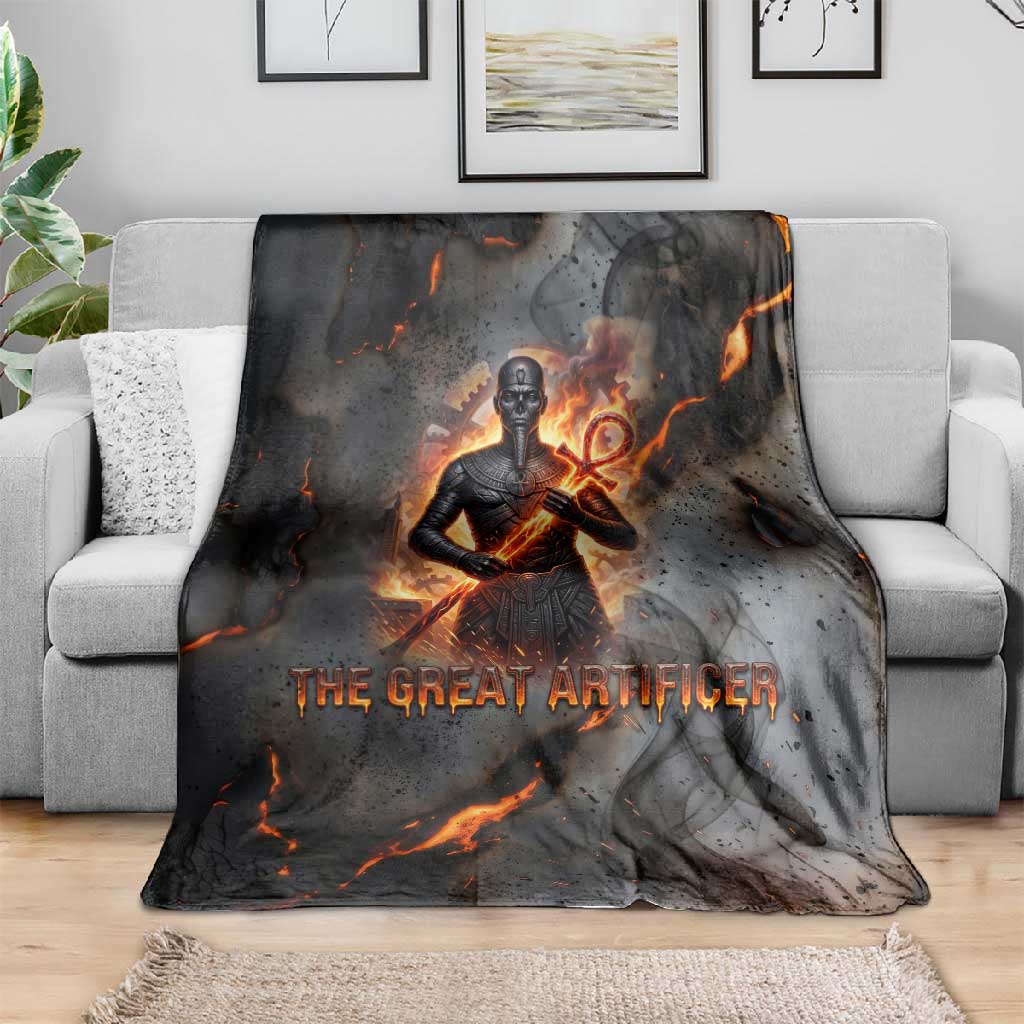 Ptah Egyptian Blanket God of Creation Great Artificer Hammer - Anvil Fire Forged