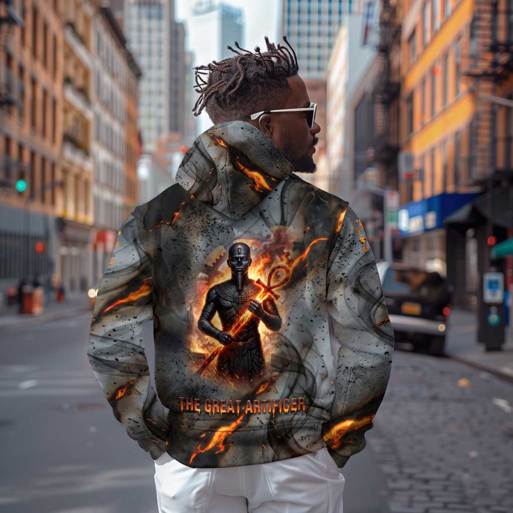 Ptah Egyptian Hoodie God of Creation Great Artificer Hammer - Anvil Fire Forged
