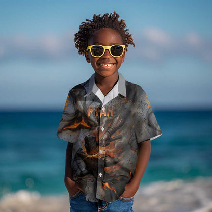 Ptah Egyptian Kid Hawaiian Shirt God of Creation Great Artificer Hammer - Anvil Fire Forged