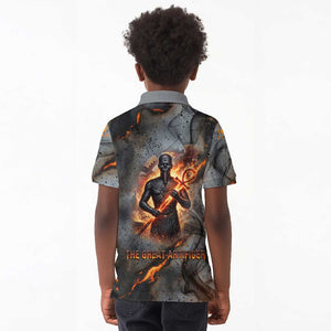 Ptah Egyptian Kid Polo Shirt God of Creation Great Artificer Hammer - Anvil Fire Forged