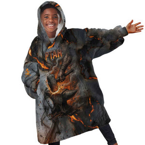 Ptah Egyptian Kid Wearable Blanket Hoodie God of Creation Great Artificer Hammer - Anvil Fire Forged