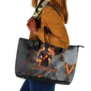 Ptah Egyptian Leather Tote Bag God of Creation Great Artificer Hammer - Anvil Fire Forged