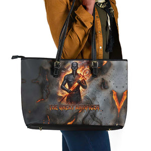 Ptah Egyptian Leather Tote Bag God of Creation Great Artificer Hammer - Anvil Fire Forged