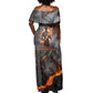 Ptah Egyptian Off Shoulder Maxi Dress God of Creation Great Artificer Hammer - Anvil Fire Forged
