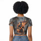 Ptah Egyptian Raglan Cropped T shirt God of Creation Great Artificer Hammer - Anvil Fire Forged