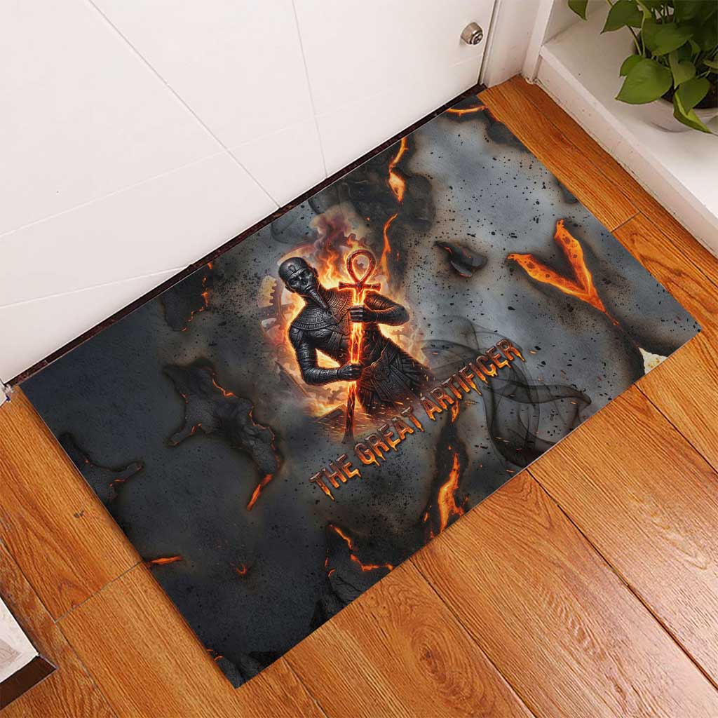 Ptah Egyptian Rubber Doormat God of Creation Great Artificer Hammer - Anvil Fire Forged