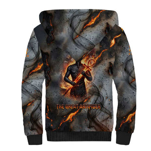 Ptah Egyptian Sherpa Hoodie God of Creation Great Artificer Hammer - Anvil Fire Forged