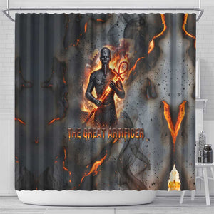 Ptah Egyptian Shower Curtain God of Creation Great Artificer Hammer - Anvil Fire Forged