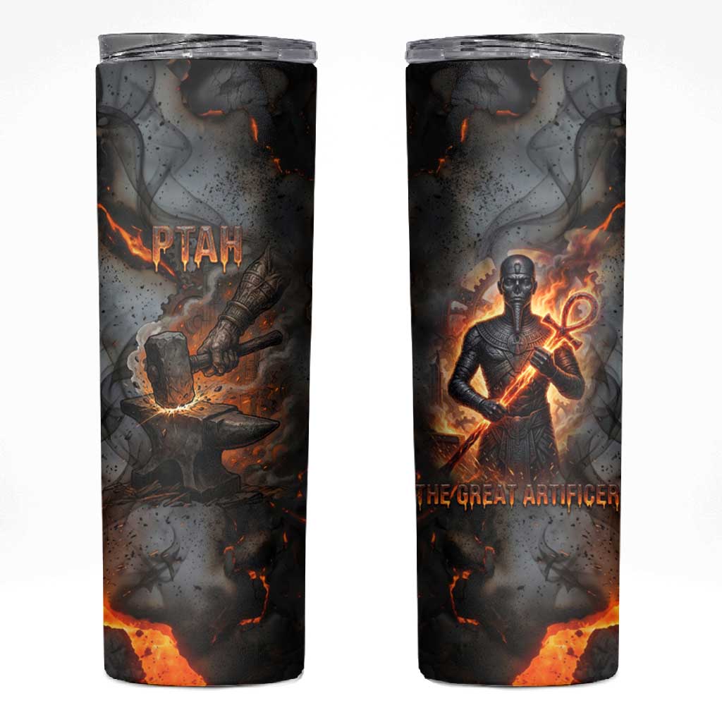 Ptah Egyptian Skinny Tumbler God of Creation Great Artificer Hammer - Anvil Fire Forged