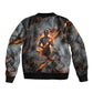Ptah Egyptian Sleeve Zip Bomber Jacket God of Creation Great Artificer Hammer - Anvil Fire Forged