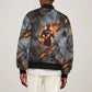 Ptah Egyptian Sleeve Zip Bomber Jacket God of Creation Great Artificer Hammer - Anvil Fire Forged