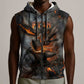 Ptah Egyptian Sleeveless Zip Hoodie God of Creation Great Artificer Hammer - Anvil Fire Forged