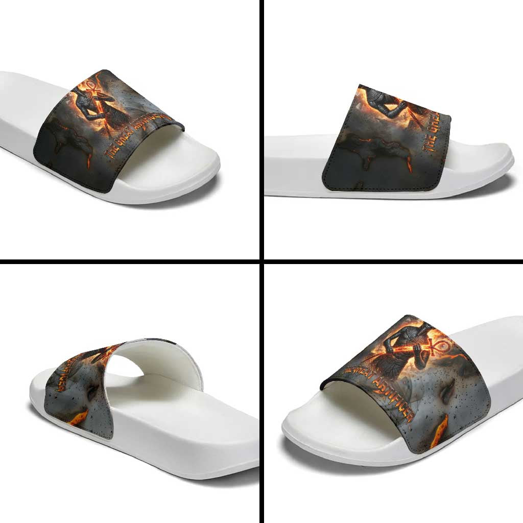 Ptah Egyptian Slide Sandals God of Creation Great Artificer Hammer - Anvil Fire Forged