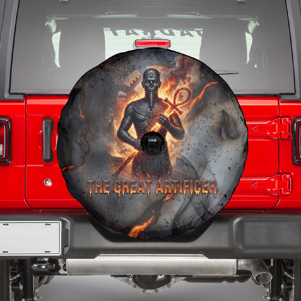 Ptah Egyptian Spare Tire Cover God of Creation Great Artificer Hammer - Anvil Fire Forged