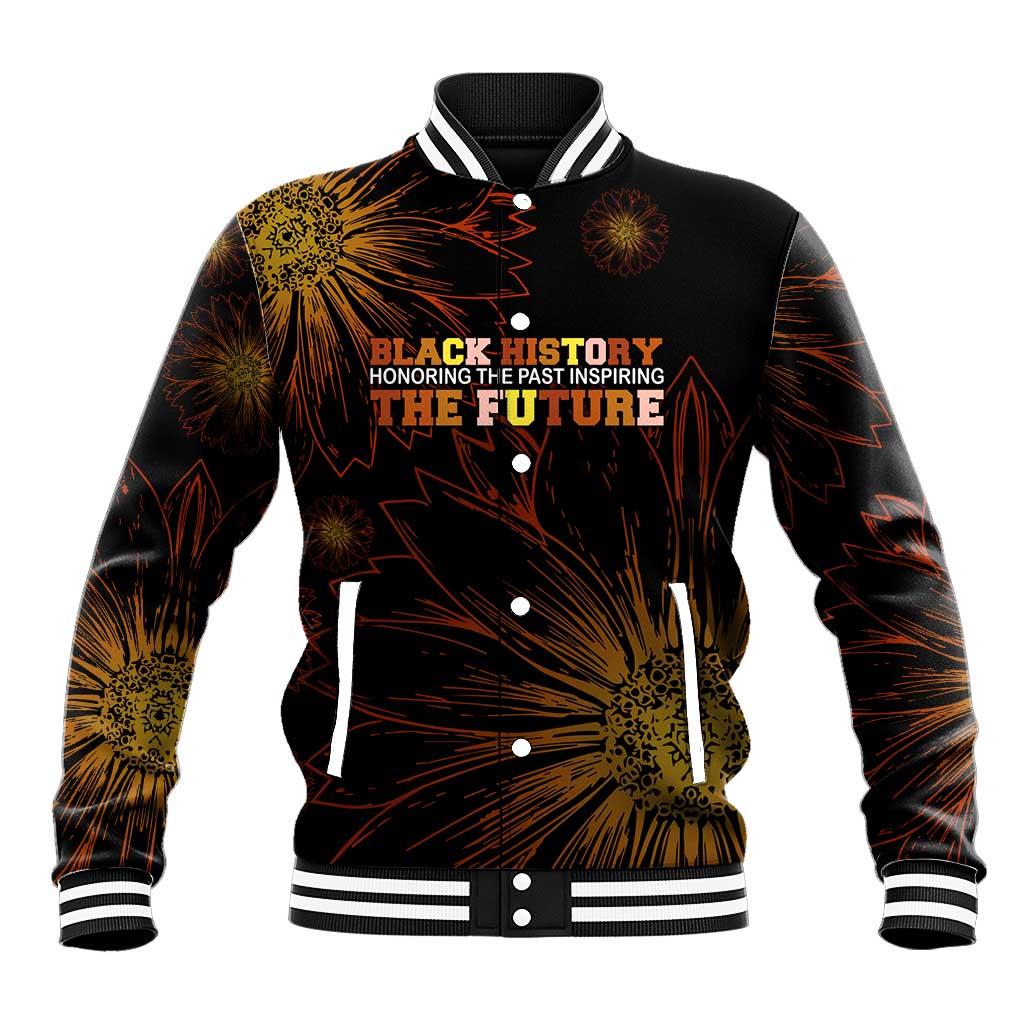 Black History Month Black African American Teachers Baseball Jacket Afrocentric Floral Art with Motivational Typography