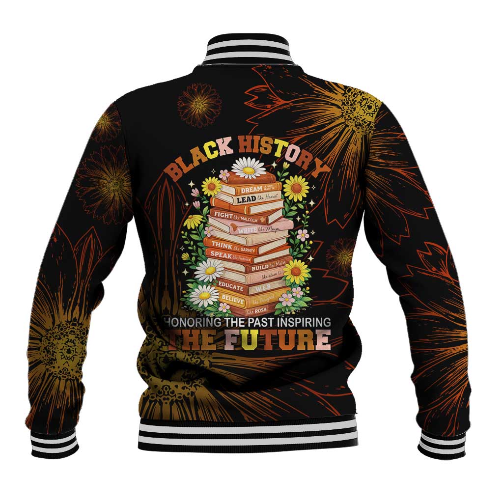 Black History Month Black African American Teachers Baseball Jacket Afrocentric Floral Art with Motivational Typography