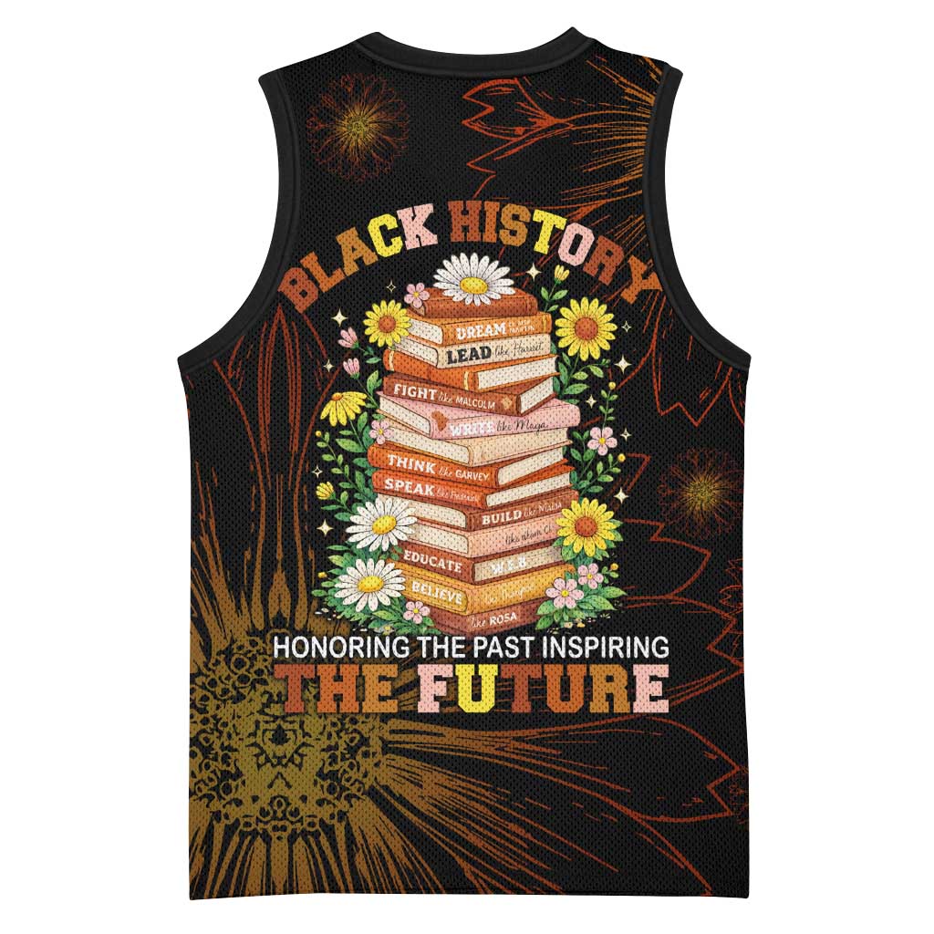 Black History Month Black African American Teachers Basketball Jersey Afrocentric Floral Art with Motivational Typography