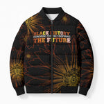 Black History Month Black African American Teachers Bomber Puffer Jacket Afrocentric Floral Art with Motivational Typography