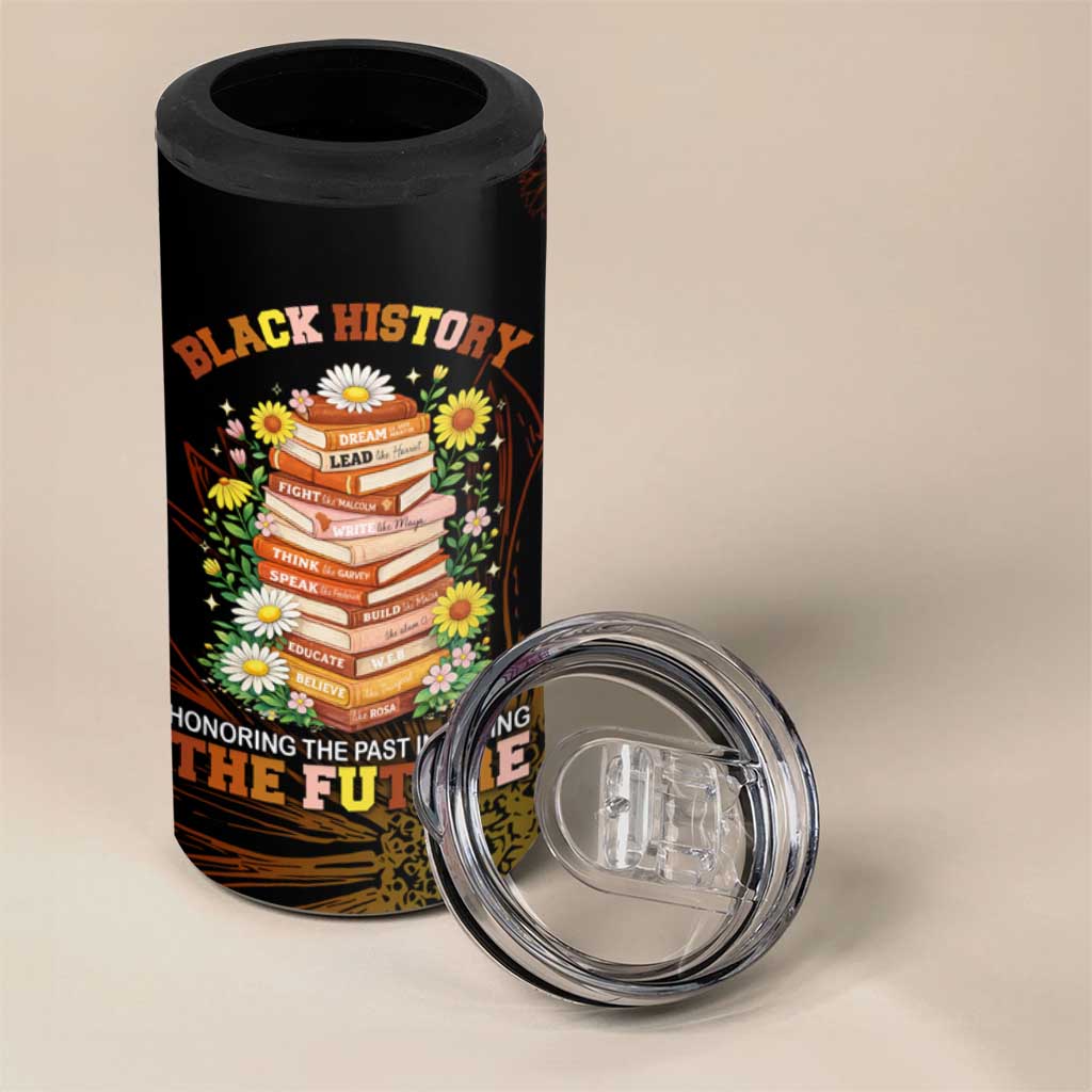 Black History Month Black African American Teachers 4 in 1 Can Cooler Tumbler Afrocentric Floral Art with Motivational Typography